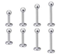 CWPFVQA 4 Paar Edelstahl-Lippenstecker, Silberne Nasenstecker, Tragus-Piercing-Stecker, Unterlippen-Lippenstecker, Spiral-Piercing-Ohrringe, Lippenstecker-Stäbe, Unisex-Lippenstecker