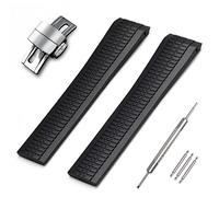 CWYTTZQ 21 mm Fluor-Gummi-Armband für Patek Philippe Aquanaut 5164A 5167A PP Silikon Uhrenarmband Zubehör (Schwarz)