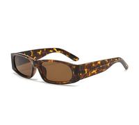 CWZZWS Mode Rechteck Sonnenbrille Frauen Männer PC Objektiv Rahmen Trending Leopard Rahmen Dekoration Brillen UV400