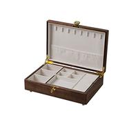 CWZZWS Schmuckschachtel Schmuckschachtel Einfacher Retro-Aufbewahrungsbox Ringohrring Halskette Armband Uhr Aufbewahrungsbox Holz Schmuckschachtel 13,38 Zoll Schmuckkoffer Organisator (Farbe: