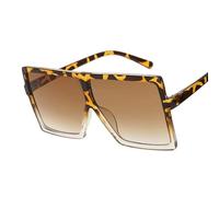 CWZZWS Übergroße quadratische Sonnenbrille mit flachem Oberteil für Damen, Farbverlaufssonnenbrille mit großem Rahmen