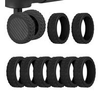 CXNXFD 8 Stück Silikon Radschutzabdeckung Rutschfest Wasserdicht für Gepäck Kofferrollen Schutz Stumm, Geräuschdämpfend Universal 3-5 cm Schwarz