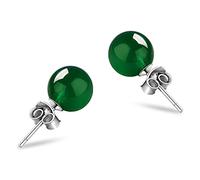 CXWK 8mm Natürlicher Rosenquarz Achat Ohrstecker Für Frauen S925 Sterling Silber Schmuck Rund Rosa Grün Edelstein Brincos