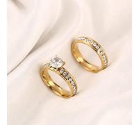 CXWK Gold Eheringe Edelstahl Verlobungsring für Frauen mit CZ