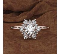 CXWK Luxus weibliche Schneeflocke Ring Mode Gelb Rose Gold Farbe Kristall Zirkon Stein Ring Vintage Eheringe für Frauen