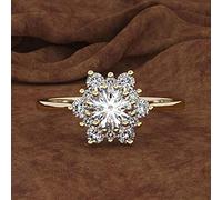 CXWK Luxus weibliche Schneeflocke Ring Mode Gelb Rose Gold Farbe Kristall Zirkon Stein Ring Vintage Eheringe für Frauen