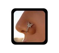 Cybche Boho Cz Schmetterling Clip Auf Nase Ring Silber Strass Schmetterling Nase Ring Kristall Schmetterlings Gefälschte Septum Ring U-förmigen Clip Auf Nase Stud Nase Ring Hoop Schmuck Für Frauen