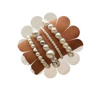 Cybche Boho Geschichtet Perle Armband Set Silber Kugel Perlen Armband Hochzeit Stapelbar Stretch Elastische Armbänder Kleine Liebe Herz Armreif Knöchel Handgelenk Schmuck Für Frauen