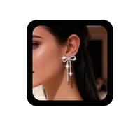 Cybche Boho Kristall Bogen Ohrringe Silber Strass Bogen Baumeln Ohrringe Lange Tennis Kette Tropfen Ohrringes Pave Cz Bogens Quaste Ohrringes Hochzeit Kristall Bowknot Ohrstecker Schmuck Für Frauen