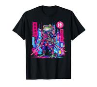 Cyberpunk Frosch Samurai Japanischer Anime Katana Krieger Japan T-Shirt