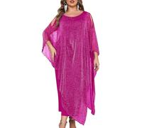 CYCLAMEN Funkelndes formelles Maxikleid in Übergröße, langes Umhang, Overlay, Hochzeit, Gast, Cocktail, Brautmutter-Outfit, Abendkleid, Glitzerndes Pink, XX-Large Mehr
