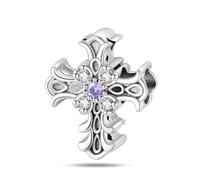 CYCUFF 925er Sterlingsilber-Anhänger, geeignet für Armbänder, Anhängerperlen, Anhängerketten, Schmuck, Geschenk für Frauen, Familie, Freunde (Romantische klassische Kreuzperlen)