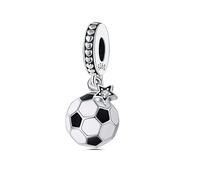 CYCUFF 925er Sterlingsilber-Anhänger, geeignet für Armbänder, Anhängerperlen, Anhängerketten, Schmuck, Geschenk für Frauen, Familie, Freunde (Sport & Fitness Fußball-Anhänger)