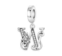 CYCUFF Schmetterlings Buchstaben Anhänger 925er Silber Anhängers für Armbänder und Halsketten Zirkonia-Schmuck Geschenk für Frauen Familie Freunde (Schmetterlings Buchstaben Anhänger-W)