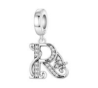 CYCUFF Schmetterlings Buchstaben Anhänger 925er Silber Anhängers für Armbänder und Halsketten Zirkonia-Schmuck Geschenk für Frauen Familie Freunde (Schmetterlings Buchstaben Anhänger-R)