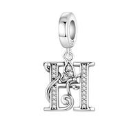CYCUFF Schmetterlings Buchstaben Anhänger 925er Silber Anhängers für Armbänder und Halsketten Zirkonia-Schmuck Geschenk für Frauen Familie Freunde (Schmetterlings Buchstaben Anhänger-H)