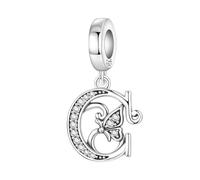 CYCUFF Schmetterlings Buchstaben Anhänger 925er Silber Anhängers für Armbänder und Halsketten Zirkonia-Schmuck Geschenk für Frauen Familie Freunde (Schmetterlings Buchstaben Anhänger-C)