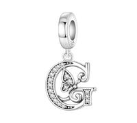 CYCUFF Schmetterlings Buchstaben Anhänger 925er Silber Anhängers für Armbänder und Halsketten Zirkonia-Schmuck Geschenk für Frauen Familie Freunde (Schmetterlings Buchstaben Anhänger-G)