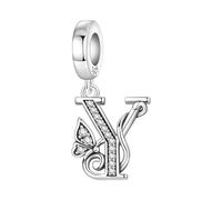 CYCUFF Schmetterlings Buchstaben Anhänger 925er Silber Anhängers für Armbänder und Halsketten Zirkonia-Schmuck Geschenk für Frauen Familie Freunde (Schmetterlings Buchstaben Anhänger-Y)