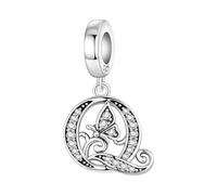 CYCUFF Schmetterlings Buchstaben Anhänger 925er Silber Anhängers für Armbänder und Halsketten Zirkonia-Schmuck Geschenk für Frauen Familie Freunde (Schmetterlings Buchstaben Anhänger-Q)