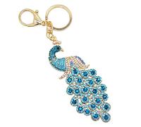 Cygoshop Chinese Peacock Metal Bling Kristalle Strass Keychain Schlüsselanhänger Keyfob Charm für Handtaschen