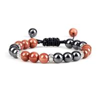 CYLRWSR Klassische Herren-Armbänder mit Häma-Perlen, 8 mm, natürliches Tigerauge, Lavastein, Armbänder und Armreifen, handgefertigt, für Damen, 19cm, Stein, Achat
