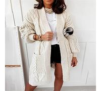 CYLZRCl Lange Damen Cardigans Aus Kaschmir Mit Taschen, Lockere, Langärmelige Strickjacke Mit Oversize Strickjacke for Herbst Winter Frühling (Color : White, Größe : XL)