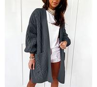 CYLZRCl Lange Damen Cardigans Aus Kaschmir Mit Taschen, Lockere, Langärmelige Strickjacke Mit Oversize Strickjacke for Herbst Winter Frühling (Color : Dark Gris, Größe : XL)
