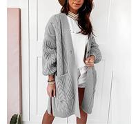 CYLZRCl Lange Damen Cardigans Aus Kaschmir Mit Taschen, Lockere, Langärmelige Strickjacke Mit Oversize Strickjacke for Herbst Winter Frühling (Color : Gris, Größe : M)