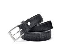 CYMMIYT Herren-Gürtel aus echtem Leder, klassischer Freizeitgürtel mit einfacher Schnalle for Jeans, Hosen, Arbeit und Business(120cm,Black)