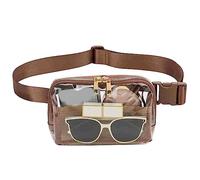 Cymwer Damen-Brusttasche, transparent, modisch, transparent, Messenger-Tasche, wasserdicht, einfach, lässig, for Reisen, Wandern (braun)