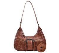 Cymwer Damen-Tragetasche im coolen Stil, große Kapazität, PU, Vintage-Unterarmtasche, lässige Clutch-Handtasche, einfarbig, einzelne Schultertasche, Gürtel-Design, Retro-Pendeltasche (braun)
