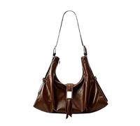 Cymwer Damen-Umhängetasche aus PU-Leder, Großes Fassungsvermögen, Schultertasche mit Reißverschluss, Retro-Design for Büro, Alltag, Reisen (Kaffee)