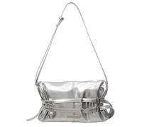 Cymwer Damen-Umhängetasche, doppelter Gürtelriemen, PU-Leder, Umhängetasche, einfarbig, Hobo-Tasche, Reißverschluss-Clutch, Geldbörse, Reise-Pendlertasche (Silber)