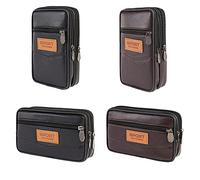 Cymwer Lässige PU-Hüfttasche for Sport, Herren, Handy-Geldbörse, Gürteltasche (vertikal braun)