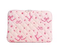 Cymwer Laptop-Hülle mit niedlicher Schleife, gesteppt, tragbar, Laptop-Hülle, gepolsterte Laptop-Tragetasche for MacBook HP Dell 11/13/15 Zoll (Rosa)