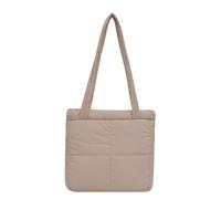Cymwer Puffer-Einkaufstasche for Damen, weiche Wolken-Einkaufstasche, große Kapazität, gepolsterte Schultertasche, Reißverschluss, modische Tragetasche, einfarbig, Outdoor-Reisetasche (beige S)