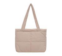 Cymwer Puffer-Einkaufstasche for Damen, weiche Wolken-Einkaufstasche, große Kapazität, gepolsterte Schultertasche, Reißverschluss, modische Tragetasche, einfarbig, Outdoor-Reisetasche (Beige B)