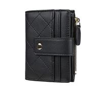 Cynure Damen Niedlich Leder Kartenhalter Kleine Kompakte Bifold Geldbörse Portemonnaie Geldtasche mit Reißverschluss Münzfach, Schwarz, Einheitsgröße, Casual