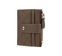 Cynure Women's Cute Leather Card Holder Small Compact Bifold Wallet with Zip Coin Pocket,Dark Khaki