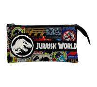 Jurassic World Dreifach-Federmäppchen, Schulmaterial, Stiftehalter, Federmäppchen, Mehrfarbig, Unisex, Zubehör, offizielles Produkt (CyP Brands)