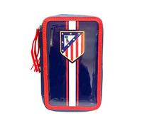 CyP Brands - Atlético de Madrid, Federmäppchen, 3-stöckiges Federmäppchen, Schulbedarf, Blau, Offizielles Produkt