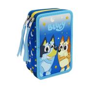 CyP Brands-Bluey, Federmäppchen, 3 Etagen, Schulbedarf, komplettes Federmäppchen mit offizieller Lizenz, Bleistifte, Kugelschreiber, Lineal und mehr