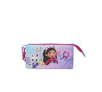 CyP Brands Gabby Federmäppchen mit 3 Fächern, 5 Fächer, für Vorschule, Federmäppchen, Gabby, Pandy Pärchen, Violett, offizielles Produkt