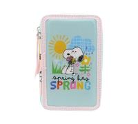 CYPBRANDS CyP Brands-Snoopy, 3-stöckiges Federmäppchen mit Schulbedarf, offiziell Lizenziertes Komplettetui, Bleistifte, Stifte, Lineal und mehr, ideal für Kinder und