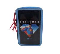 CyP Brands Superman, Federmäppchen, Dreifach-Federmäppchen, Feder, 3 Fächer, Schwarz, offizielles Produkt