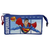 CyP Brands - Superman, Federmäppchen, Federmäppchen, Schulbedarf, Blaue Farbe, offizielles Produkt