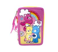 CYPBRANDS Care Bears, Federtasche, 3-stöckig, Schulmaterial, liebevolle Bären, Rosa, offizielles Produkt