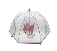 CyP Brands - Hello Kitty, Sanrio Kuromi, Kinder-Regenschirm, manuell, transparent, Blasentyp, 48 cm, offizielle Lizenz, windabweisend