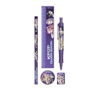 CYPBRANDS K-Pop Demon Hunters, Huntrix, Schreibwaren-Set, Federmäppchen, Bleistift, Gummi, Anspitzer, Kugelschreiber, Lineal, Violett, offizielles Produkt